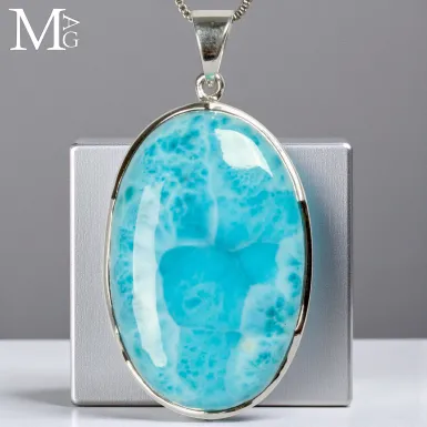 Gioiello in Argento con Larimar Naturale Ovale.