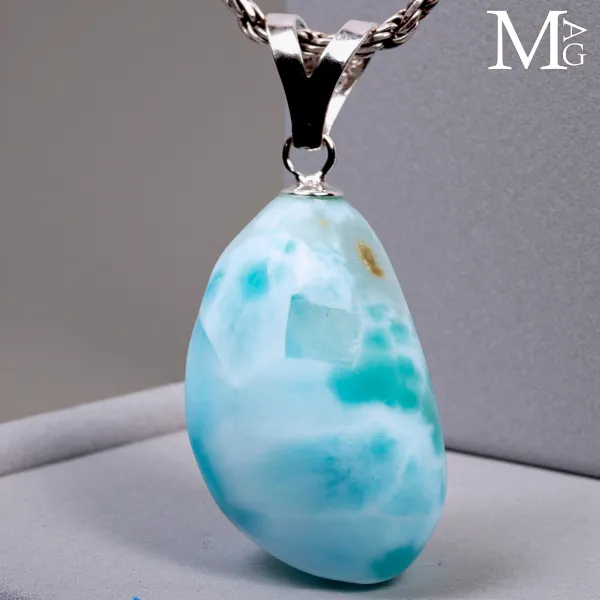 Ciondolo in Argento 925 con Larimar Naturale