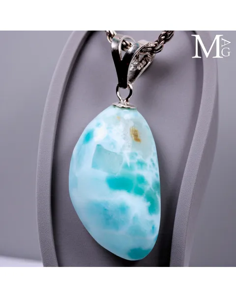 Ciondolo in Argento 925 con Larimar Naturale