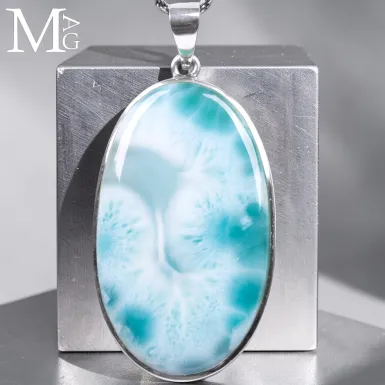 Ciondolo in Argento con Larimar Naturale dei Carai...