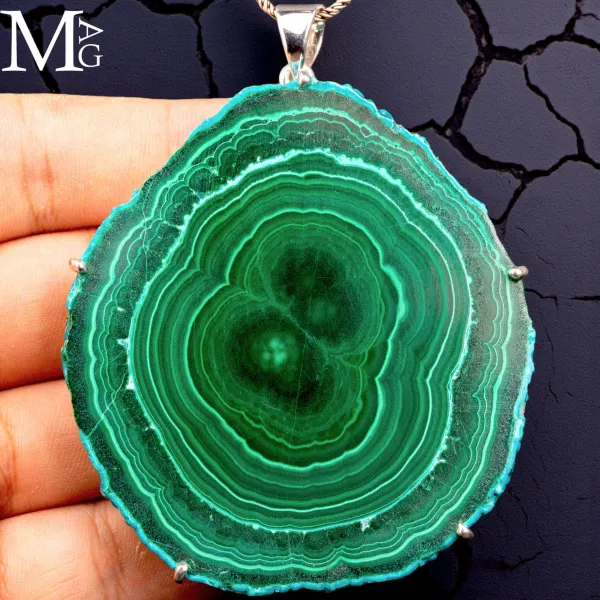 Ciondolo in Argento - Stalattite di Malachite e Crisocolla.
