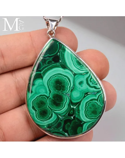 Ciondolo in Argento con Malachite del Congo.