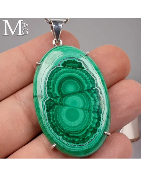 Ciondolo in Argento con Malachite del Congo