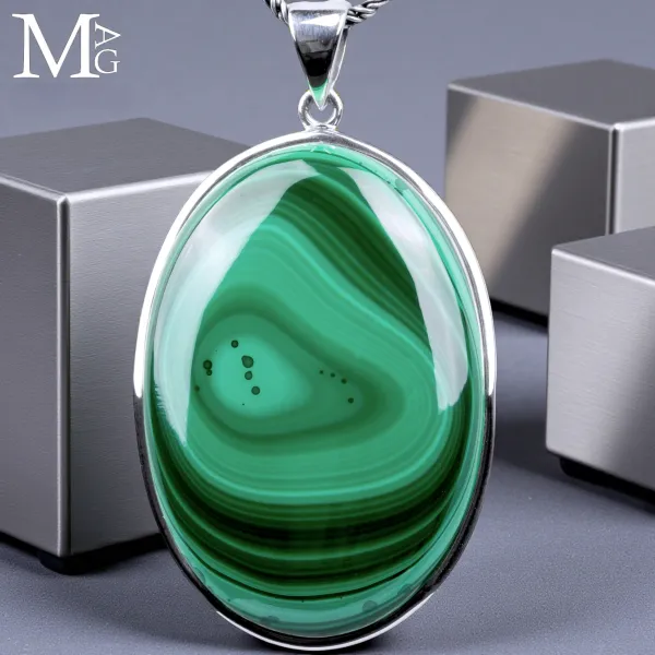 Ciondolo in argento con cabochon di Malachite