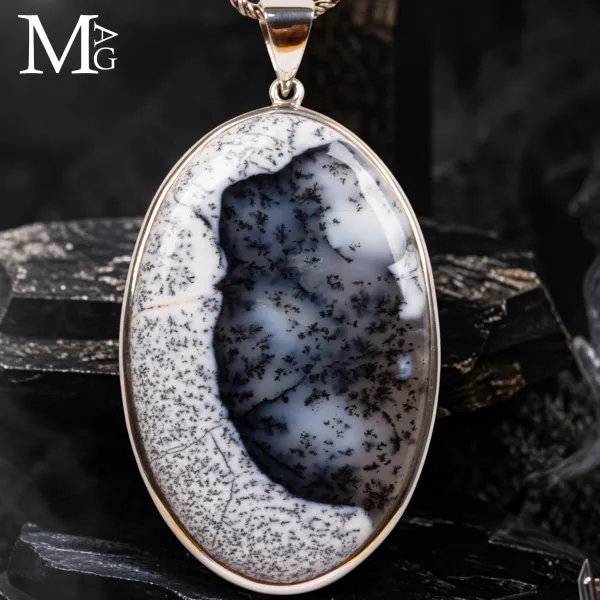 Ciondolo con Merlinite - Agata Dendritica.