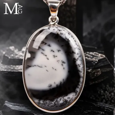 Ciondolo con Merlinite - Paesaggio Dendritico Natu...