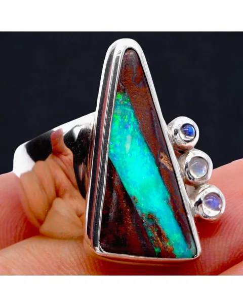 Anello con Opale Australiano Boulder Blue Lagoon