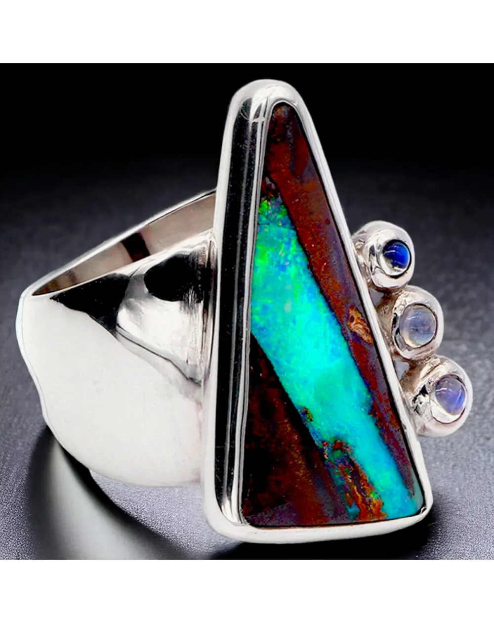 Anello con Opale Australiano Boulder Blue Lagoon