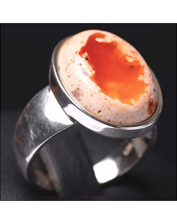Anello in Argento con Opale di Fuoco Messicano.