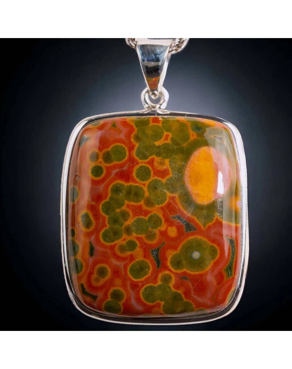 Ciondolo "8th vein ocean jasper" di Diaspro Oceanico Orbicolato Rosso e Verde.