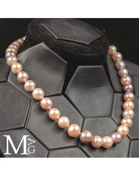 Collana in perle d'acqua dolce multicolore – Montatura a scalare