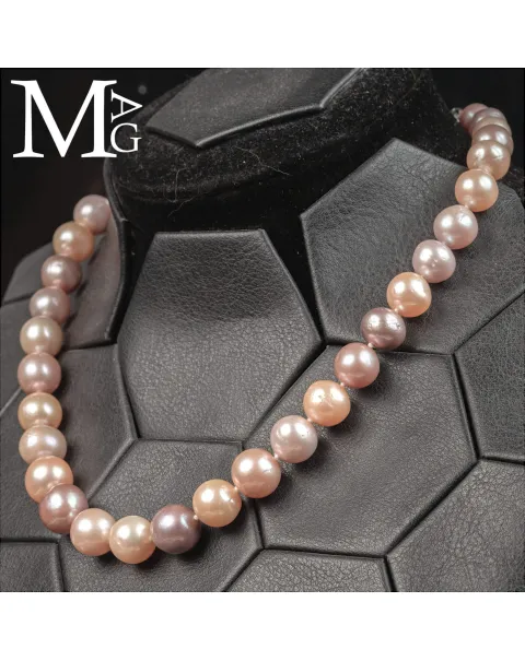 Collana in perle d'acqua dolce multicolore – Montatura a scalare