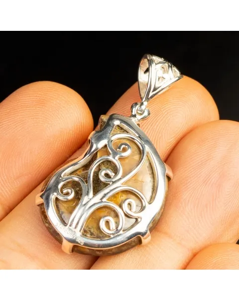 Ciondolo in argento :Ammonite con Ammolite
