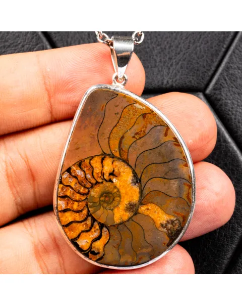 Ciondolo con Ammonite Fossile.