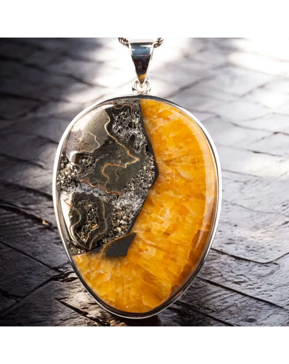 Ciondolo in Argento con Ammonite Fossile Speetoniceras.