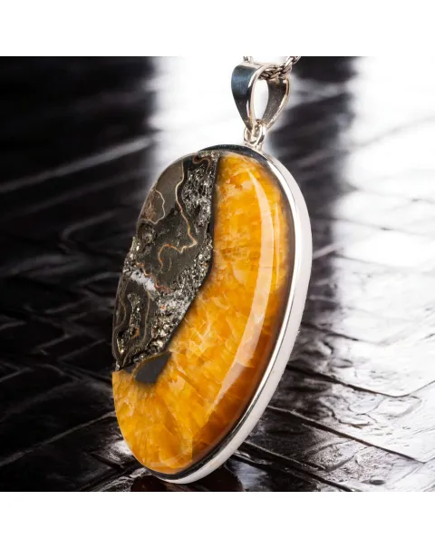 Ciondolo in Argento con Ammonite Fossile Speetoniceras.