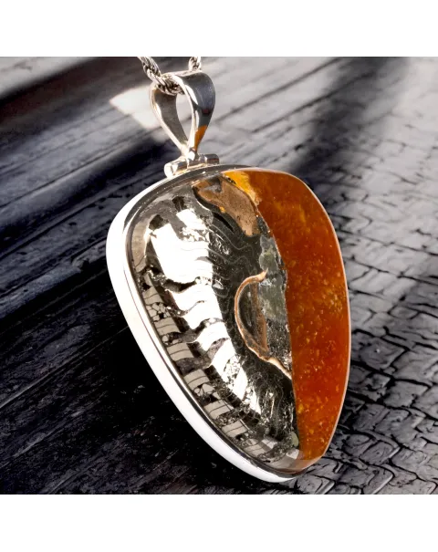 Ciondolo in argento con ammonite Speetoniceras Versicolor.