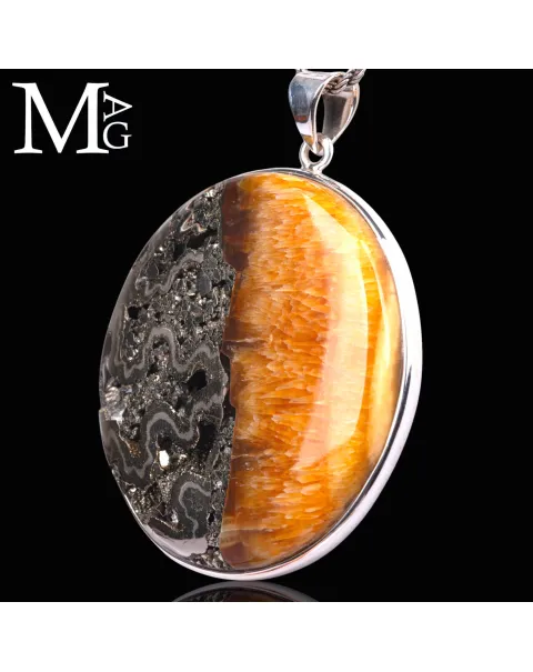 Ciondolo in Argento con sezione fossile di Ammonite Speetoniceras
