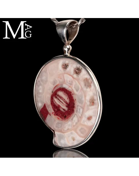 Ciondolo in Argento con Ammonite Fossile Metalegoceras