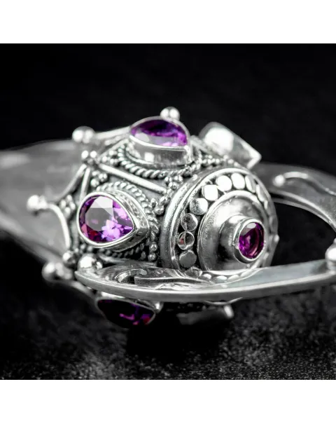 Pendolo in Argento con Cristallo di Quarzo Trasparente e Ametiste.