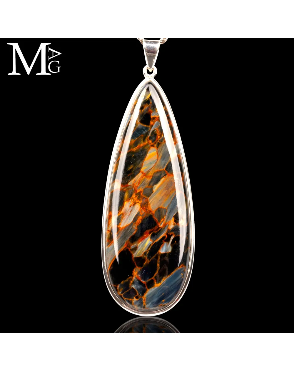 Ciondolo in Argento con Pietersite Naturale della Namibia