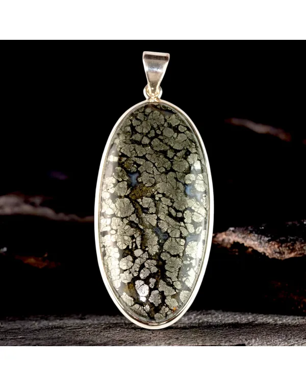 Ciondolo in Argento con Rara Pirite Piumata.