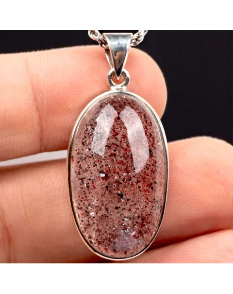 Ciondolo in Argento con Quarzo Fragola.