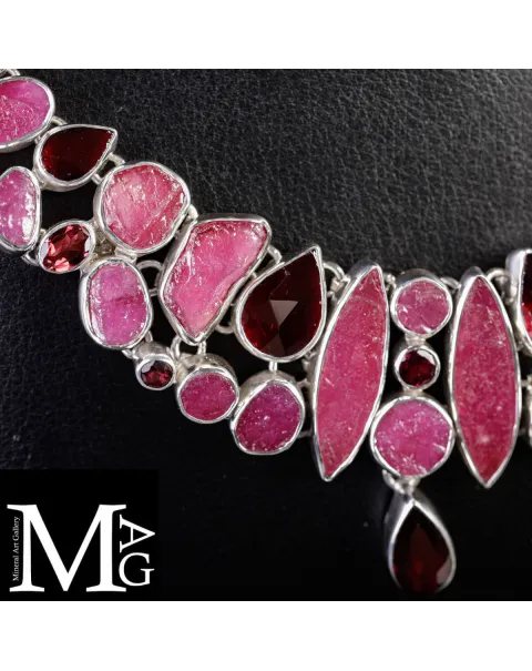 Collier - Gioiello Scultoreo con Rubini Grezzi