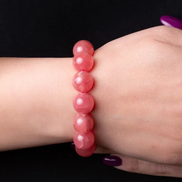 Bracciale in Rodocrosite Naturale Sfere da 14.5 mm