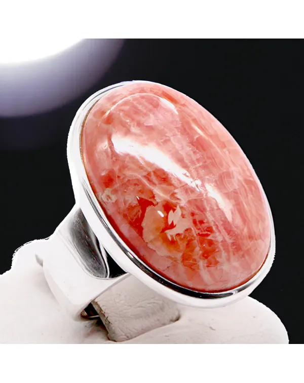 Anello in Argento con Rodocrosite Cabochon la bell...