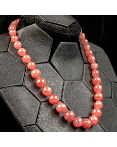 Collana Esclusiva di Gemme di Rodocrosite Naturale di Prima Selezione.
