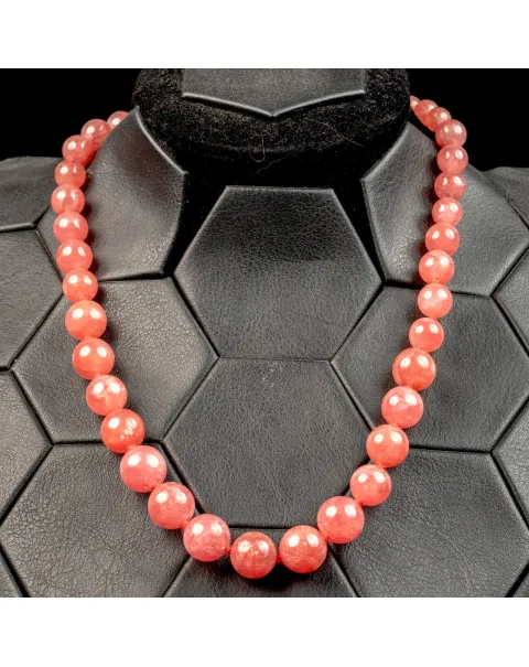 Collana Esclusiva di Gemme di Rodocrosite Naturale di Prima Selezione.