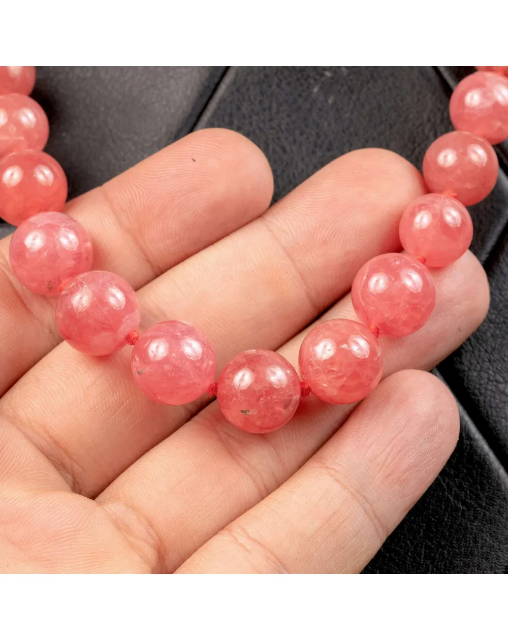 Collana Esclusiva di Gemme di Rodocrosite Naturale di Prima Selezione.