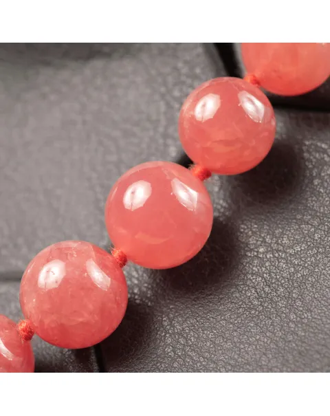 Collana Esclusiva di Perle di Rodocrosite Naturale Gem.