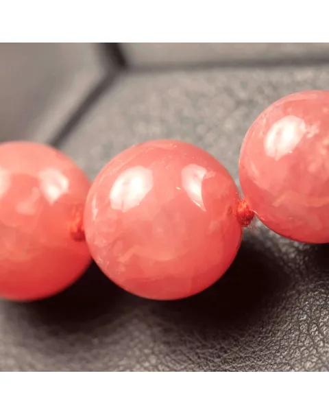 Collana Esclusiva di Perle di Rodocrosite Naturale Gem.