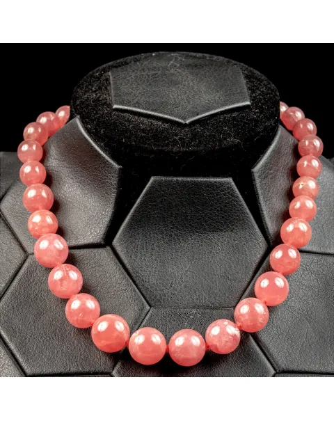 Collana Esclusiva di Perle di Rodocrosite Naturale Gem.
