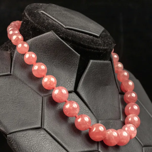 Collana Esclusiva di Perle di Rodocrosite Naturale Gem.