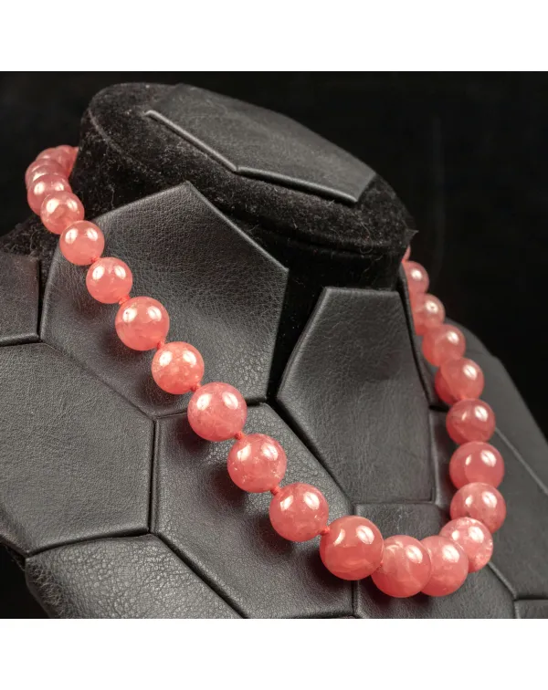 Collana Esclusiva di Perle di Rodocrosite Naturale...