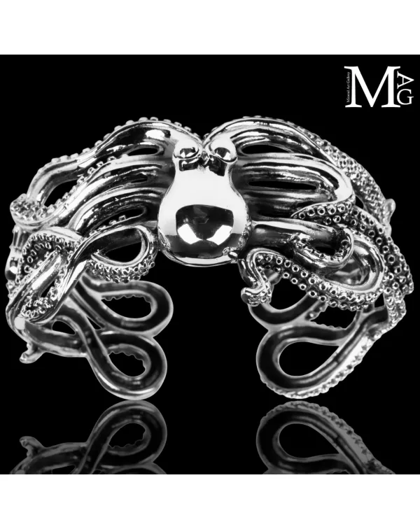 Bracciale in argento 925 a forma di polpo con dett...