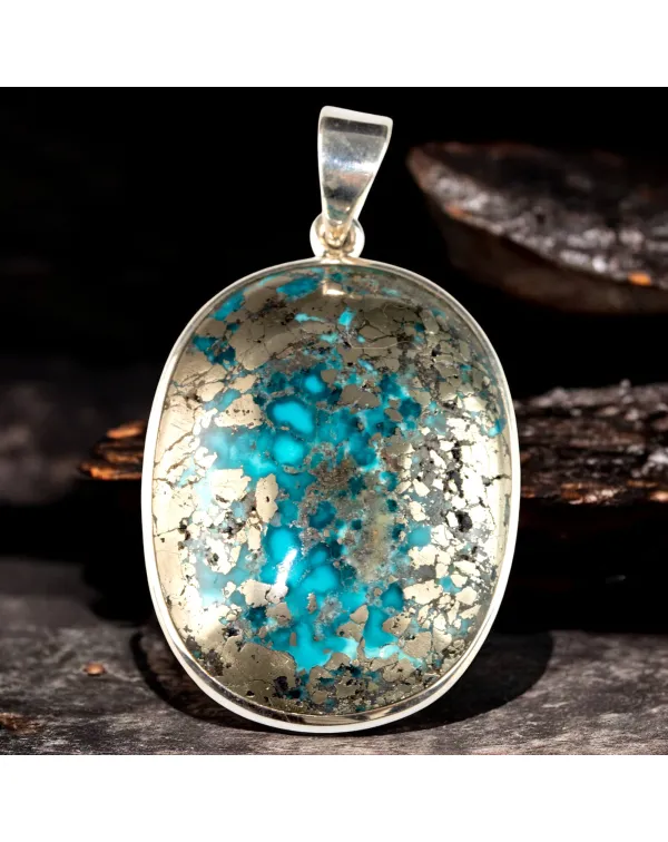 Elegante Ciondolo in Argento con Turchese di Nisha...