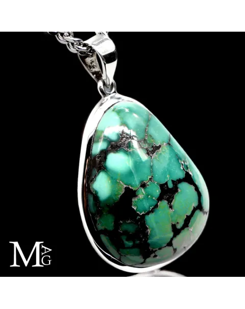 Ciondolo in Argento con Turchese Tibetano – Energia Ancestrale.