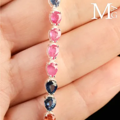 Bracciale in Argento con Zaffiri Multicolore.