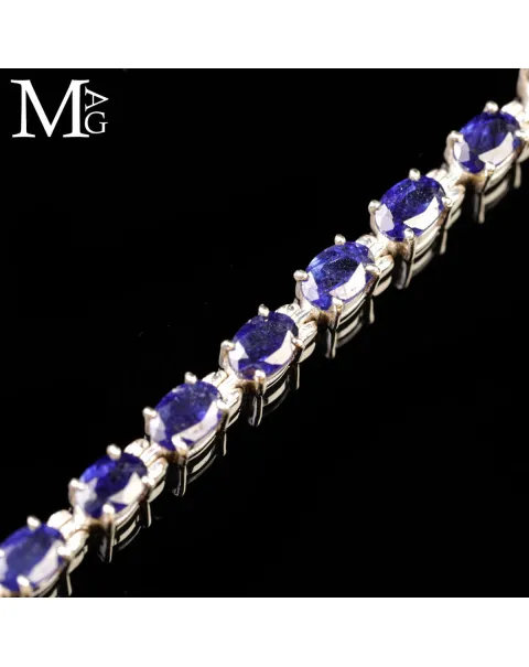 Bracciale in Argento con Zaffiri Blu Sfaccettati.