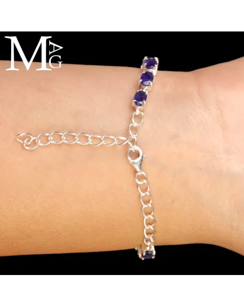 Bracciale in Argento con Zaffiri Blu Sfaccettati.