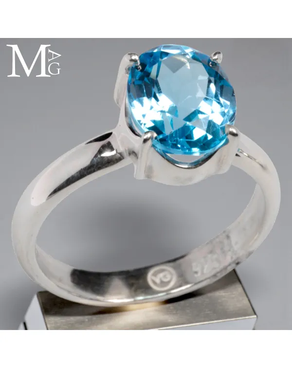 Anello in Argento 925 con Topazio Swiss Blue – T...