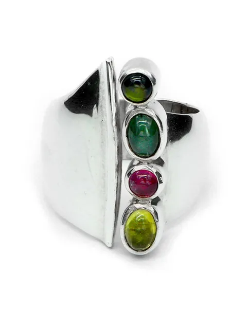 Anello a fascia con Tormaline colorate