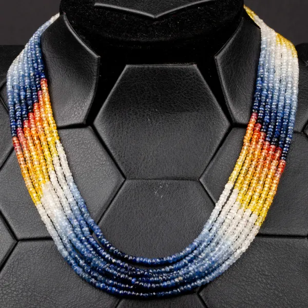 Collier in Zaffiri Naturali Multicolore – 7 Fili di Eleganza Cromatica
