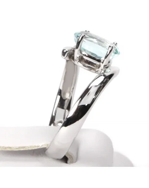 Anello Oro Bianco Acquamarina