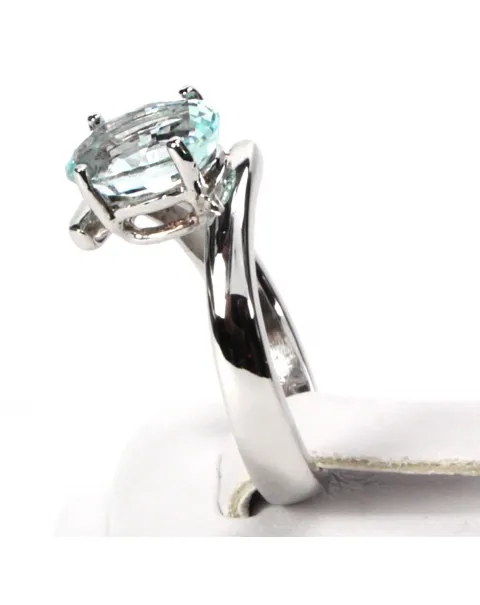 Anello Oro Bianco Acquamarina