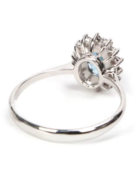 Anello Oro Bianco Acquamarina e Diamanti